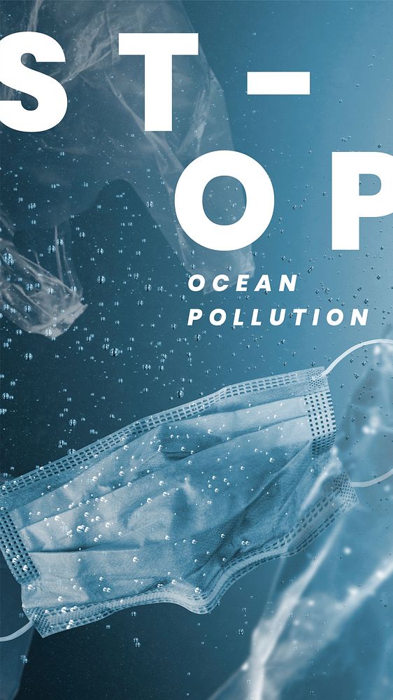 Stop ocean pollution template vector for climate change campaign