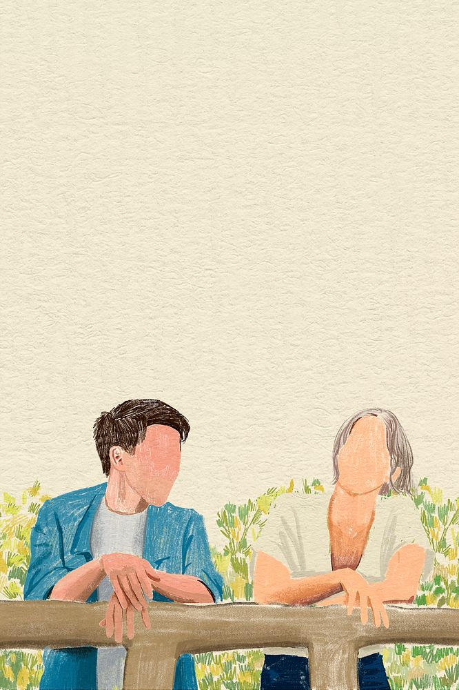 Couple in love background psd color pencil illustration