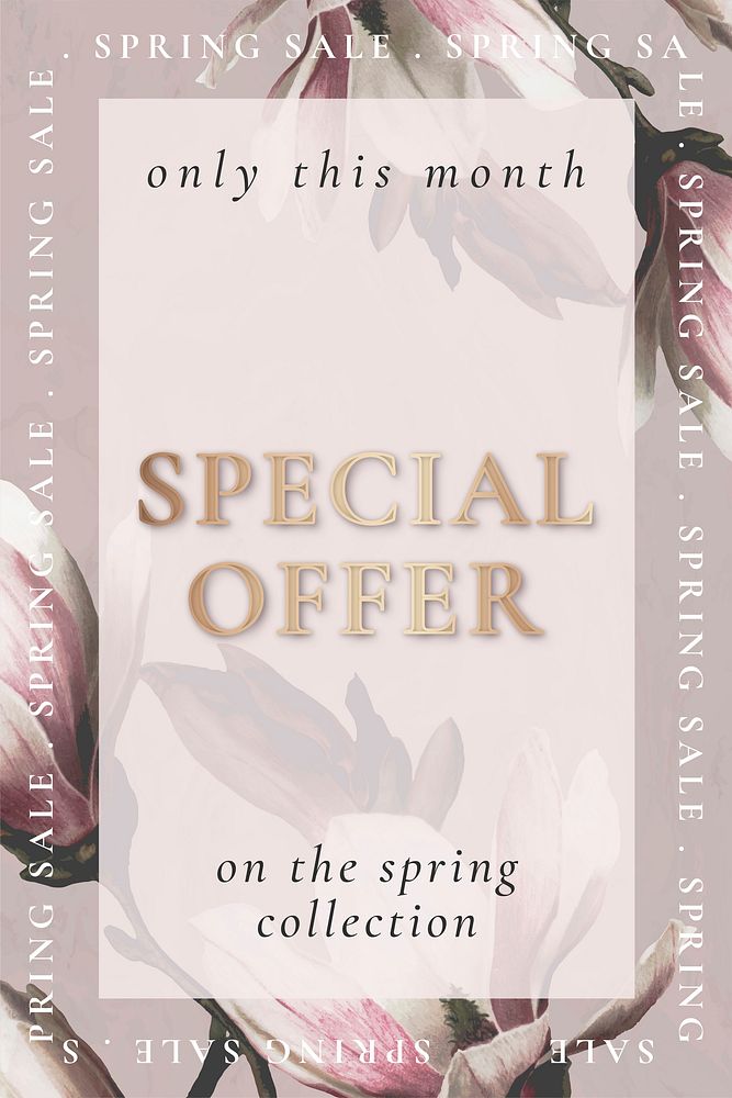 Editable flower template vector for spring sale