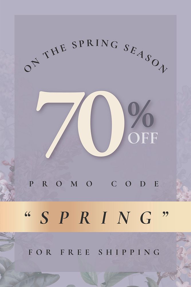 Spring sale template vector for 70% off promo code