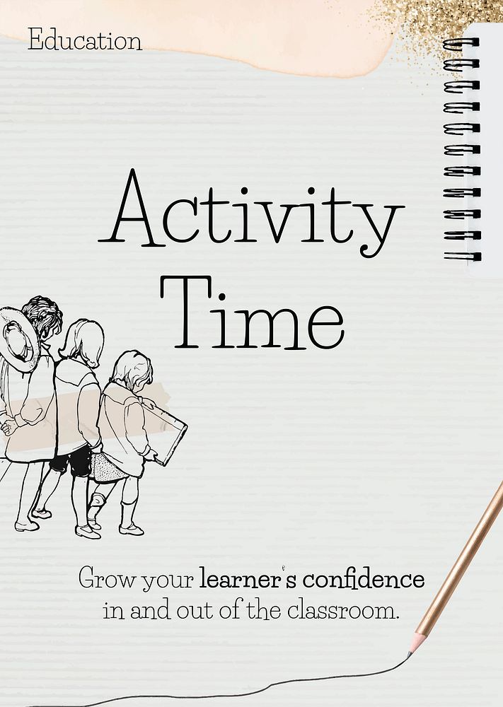 Activity time template psd on paper with student doodle