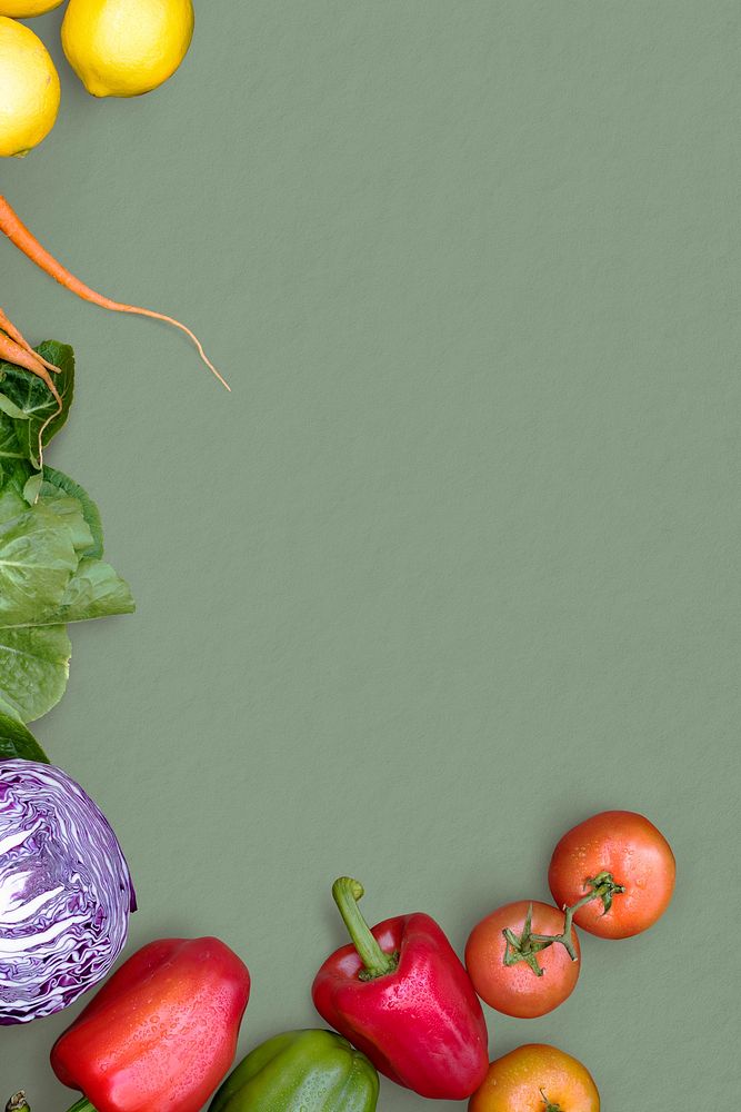 Vegetables border green background psd for health and wellness campaign