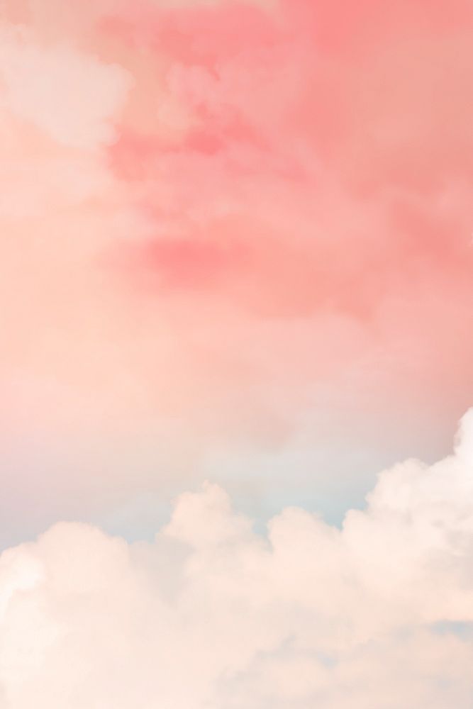 Sky with clouds in peach background