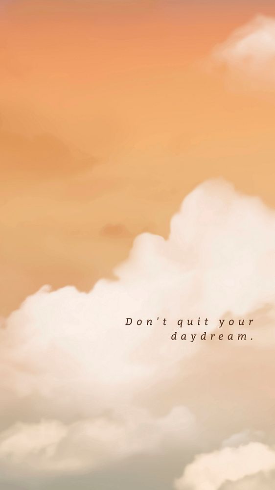 Sky and clouds vector mobile wallpaper template with inspiring quote
