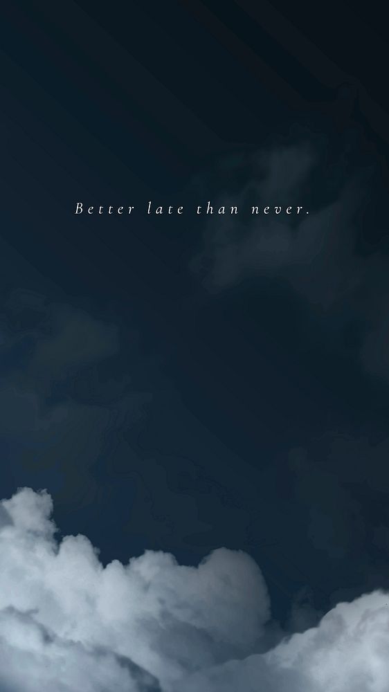 Dark sky and clouds vector mobile wallpaper template with inspiring quote
