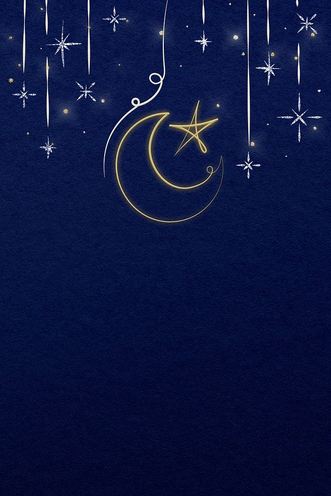 Ramadan blue background psd with star and crescent moon