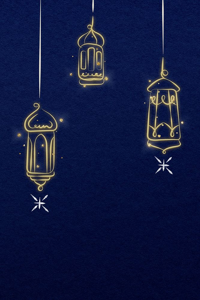 Ramadan background psd with hanging gold lanterns