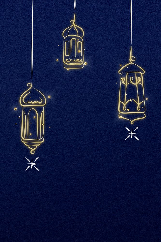 Ramadan background with hanging gold lanterns