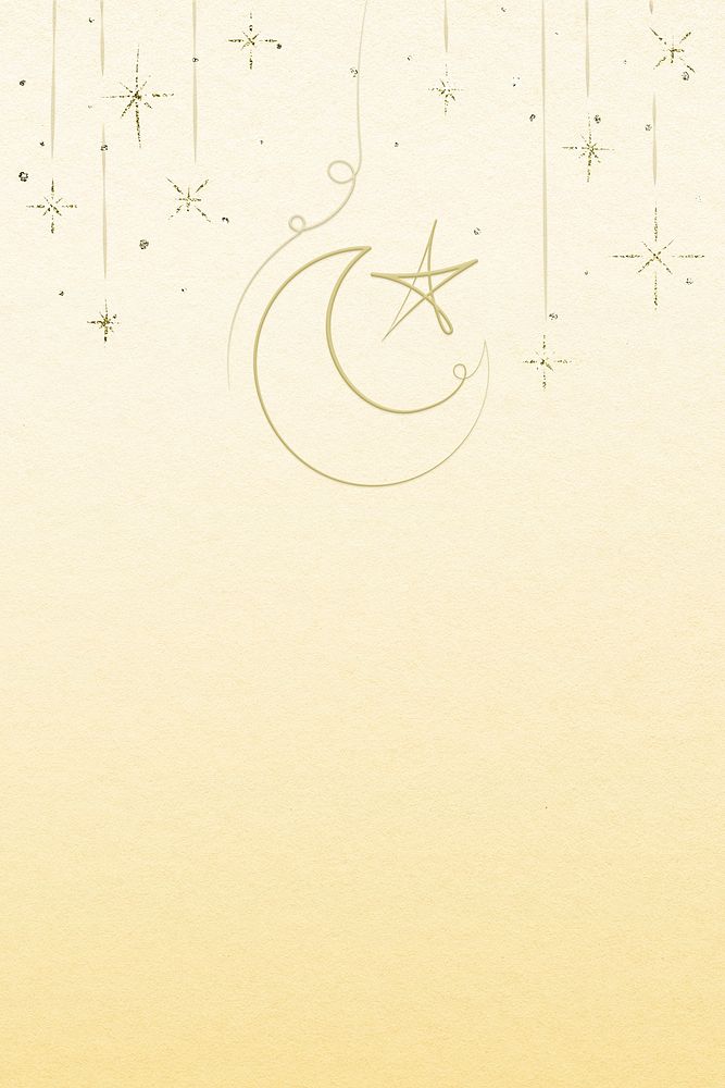 Ramadan yellow background psd with star and crescent moon