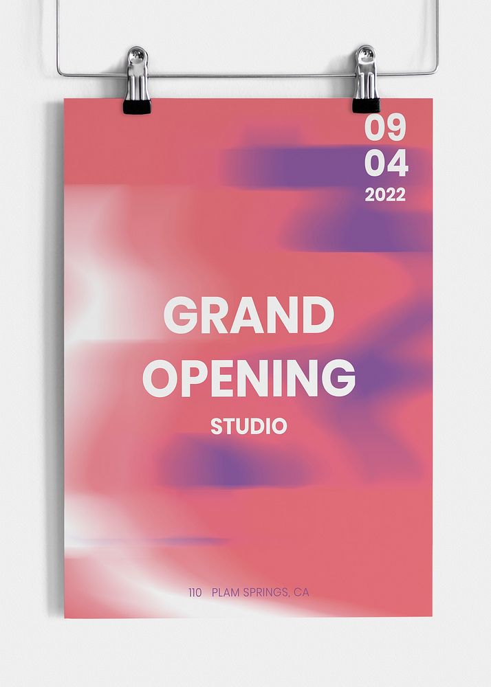 Editable clipped poster mockup psd for grand opening 