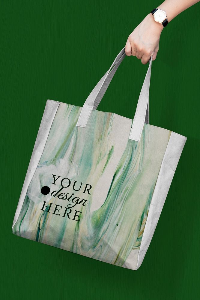 Tote bag marble mockup psd in color for fashion brands DIY experimental art