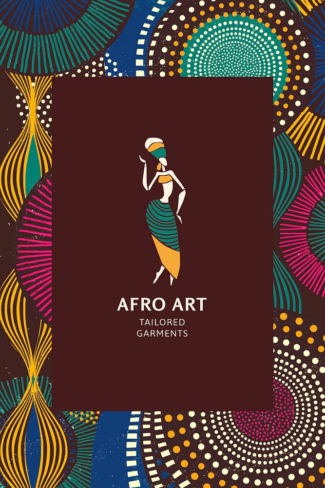 African tribal ethnic pattern template vector with minimal logo