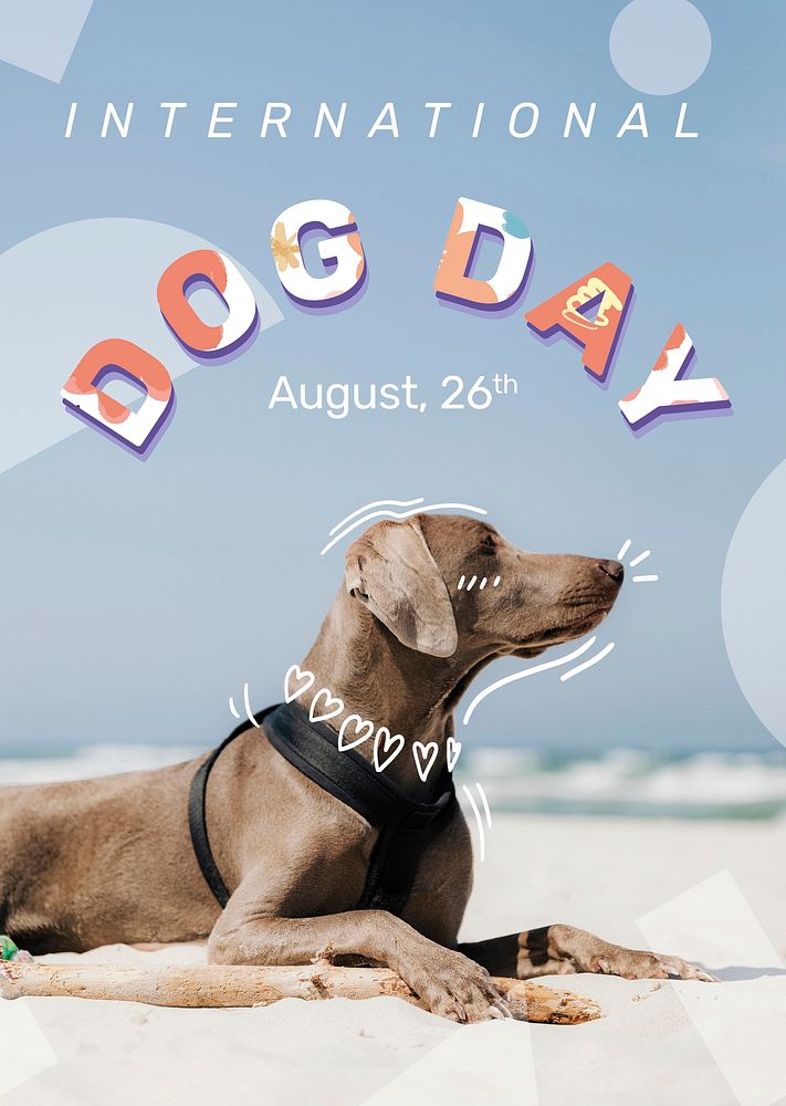 Dog day poster template vector editable pet event with Weimaraner 