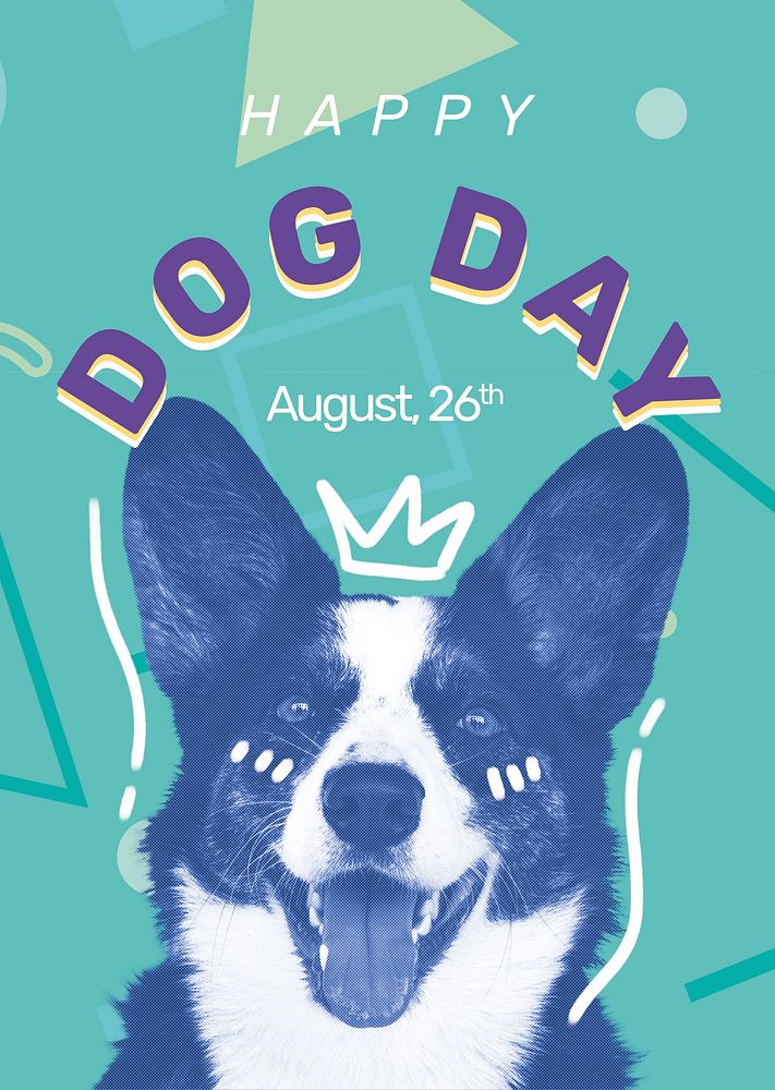 Dog day poster template psd with corgi