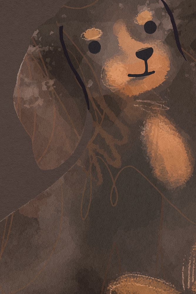Cute Dachshund dog background psd hand drawn illustration