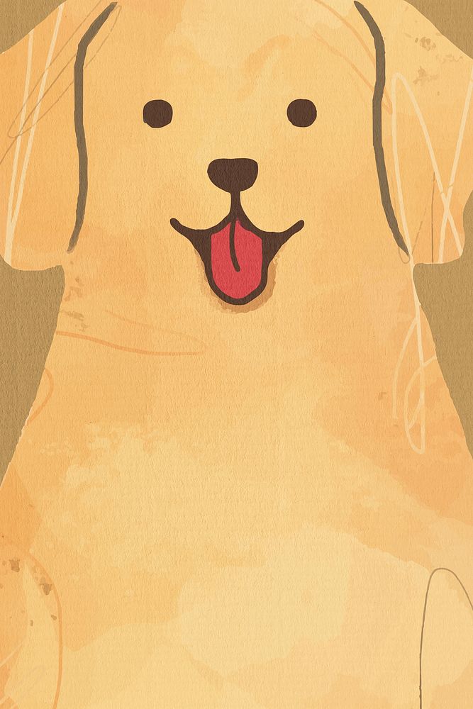 Cute Labrador dog background psd hand drawn illustration