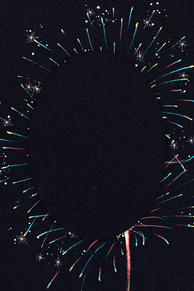 Beautiful fireworks frame psd on a black background