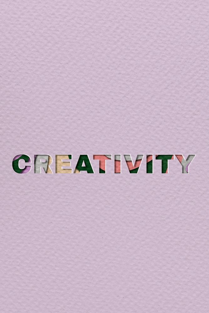 Creativity paper cut typography on purple background