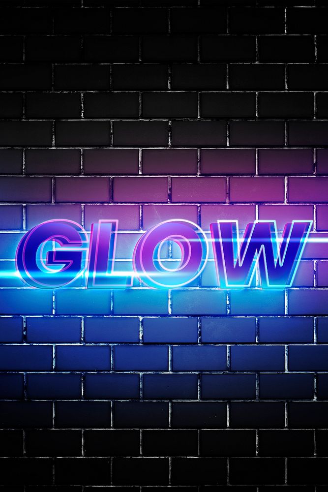 Glow typography in 3d glow font