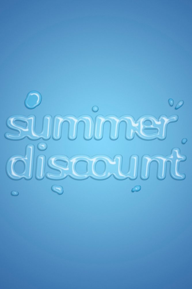 Summer discount water splash style typography on blue gradient background