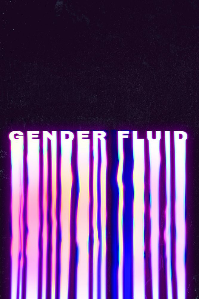 Gender fluid holographic liquid typography on black background