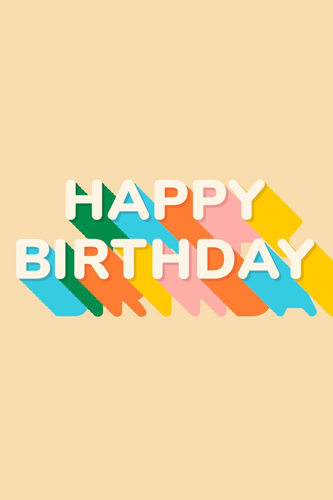 Happy birthday text in shadow font