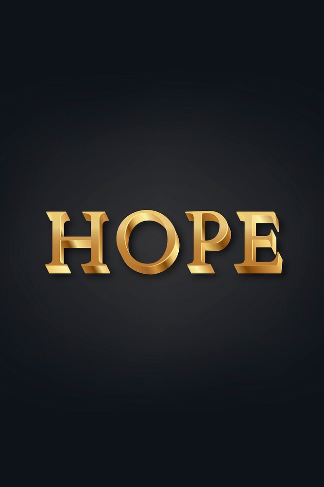 Hope text in 3d golden font