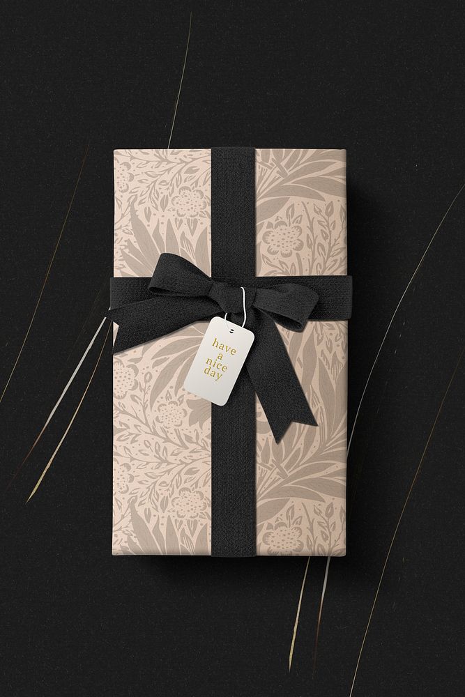 Birthday gift box mockup psd in floral pattern
