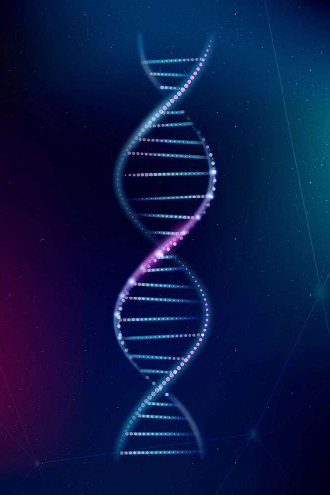 DNA genetic biotechnology science psd purple neon graphic