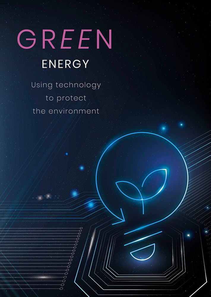 Green energy poster template vector environment technology