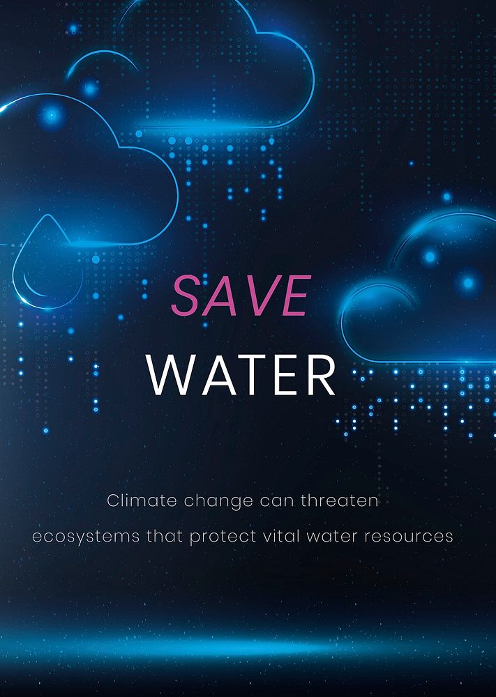 Save water poster template psd environment technology