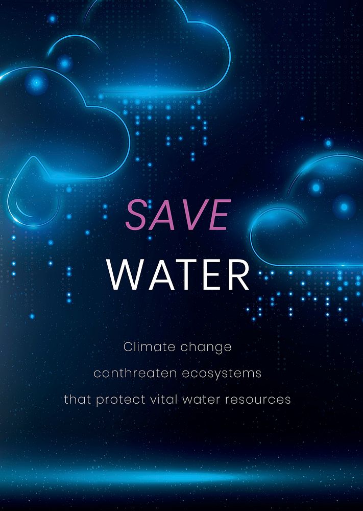 Save water poster template vector environment technology