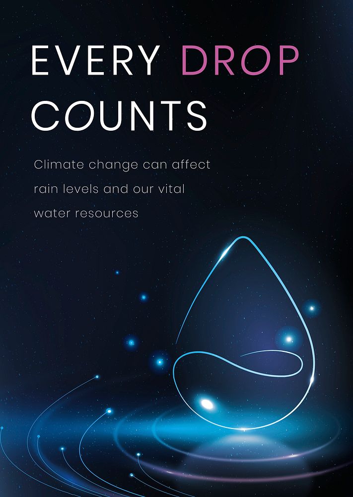 Every drop counts template psd environment poster