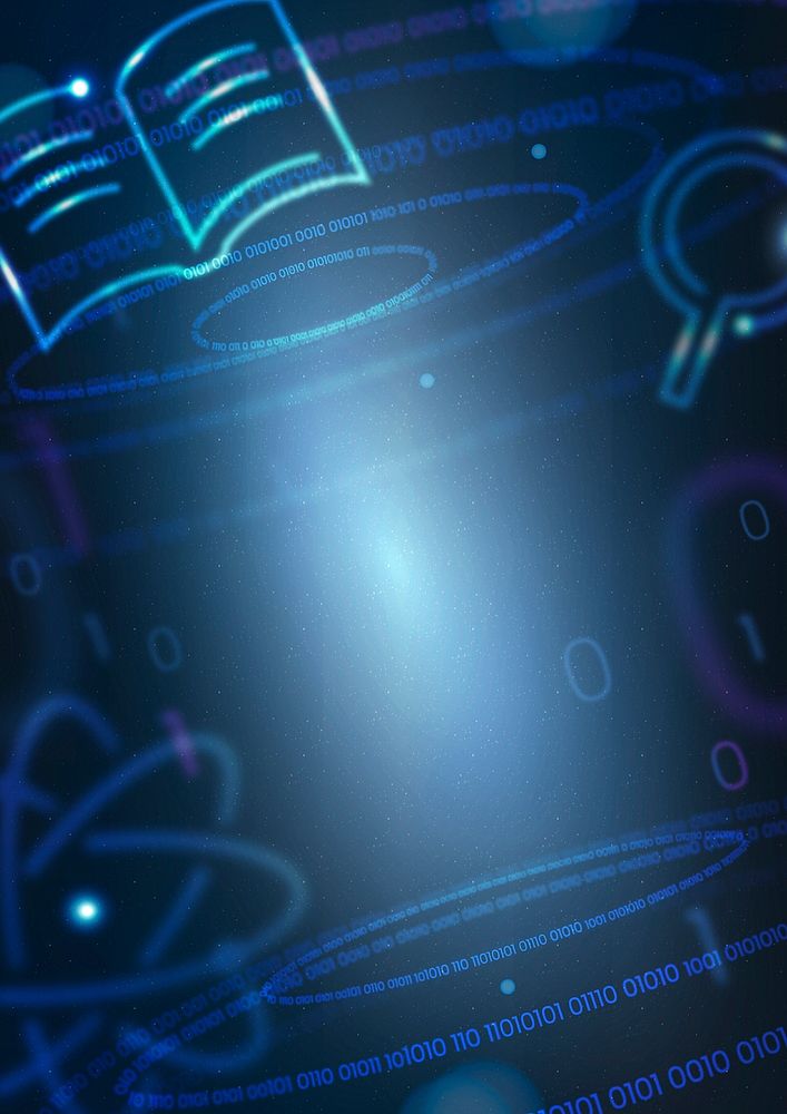 Science and atom background in gradient blue education remix