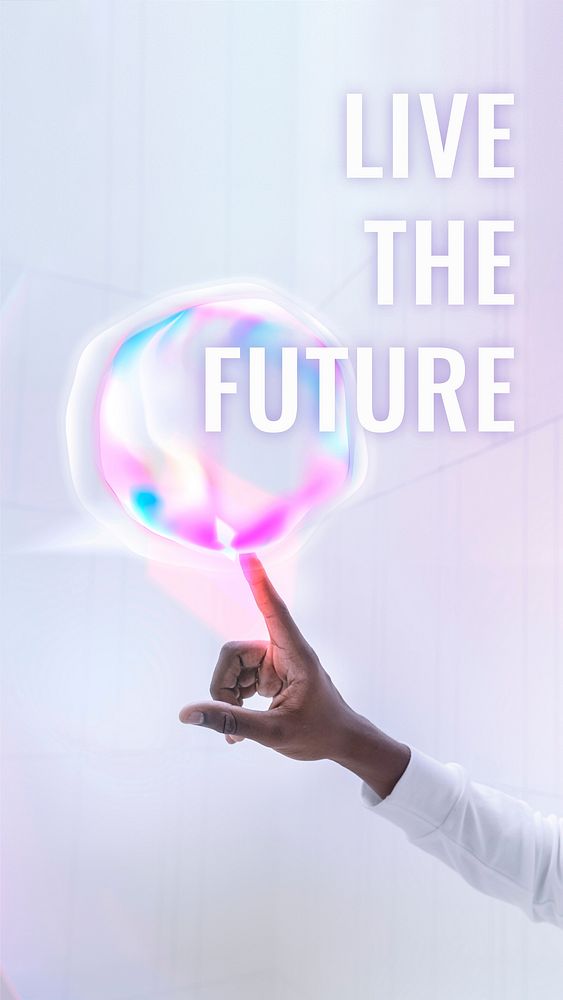 Live the future template vector Virtual assistant technology social media story