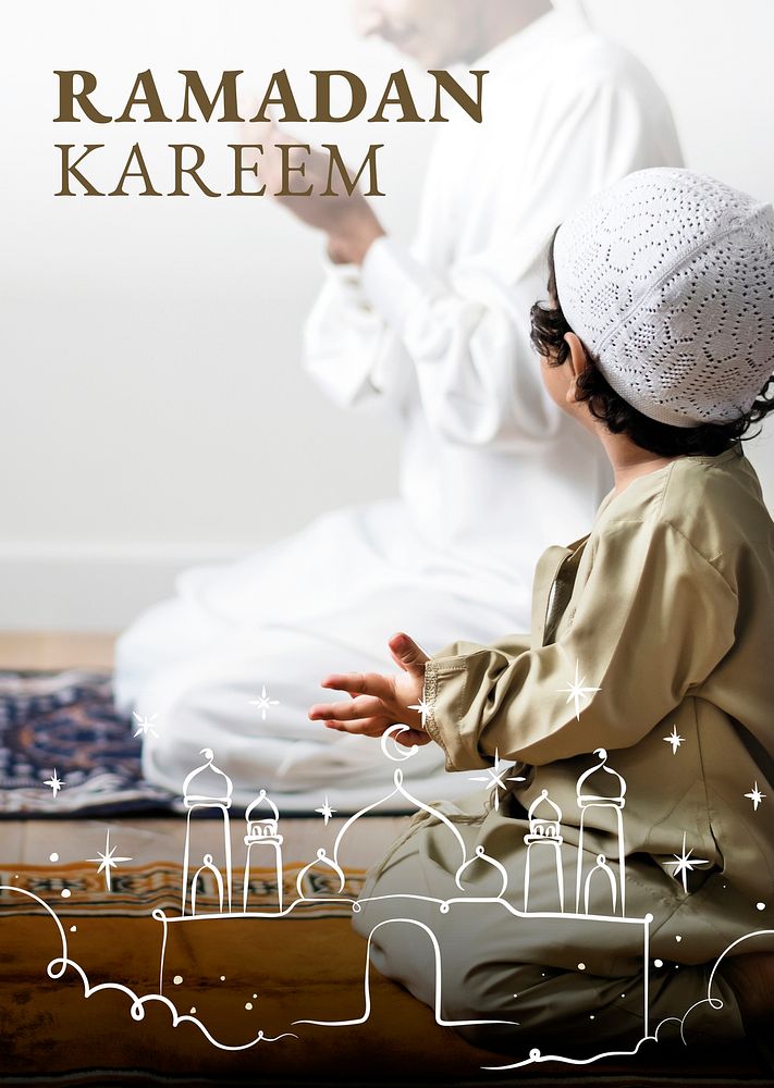Ramadan Kareem poster template psd with greetings