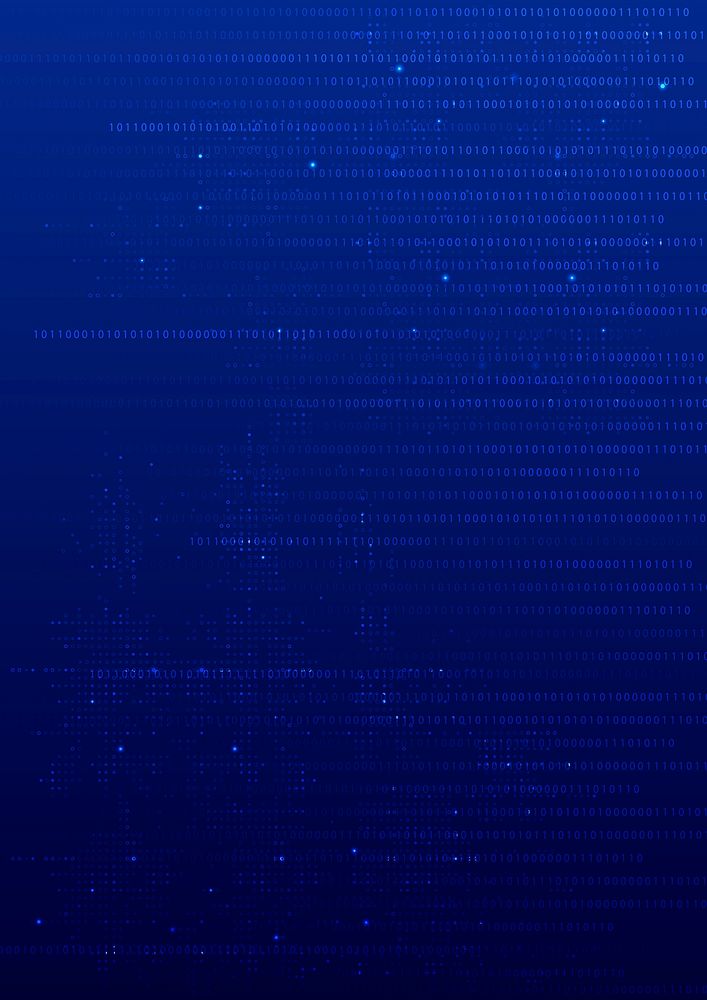 Blue data technology background psd with binary code