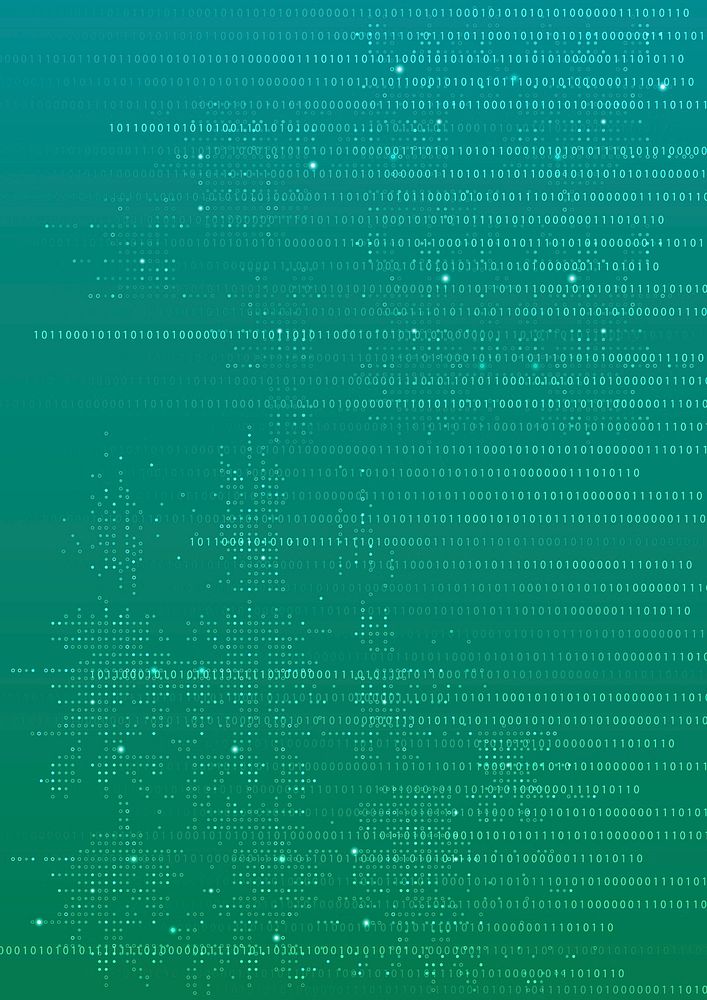 Green data technology background with binary code