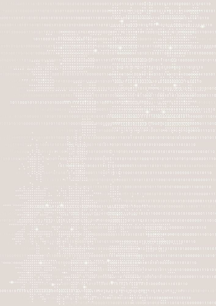 Beige data technology background psd with binary code