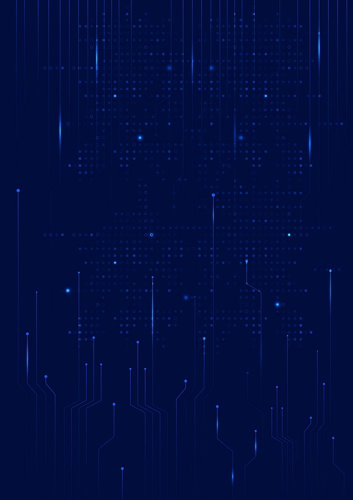 Blue data technology background psd with circuit lines