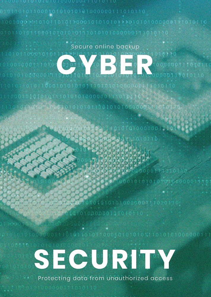 Cyber security technology template psd computer business poster