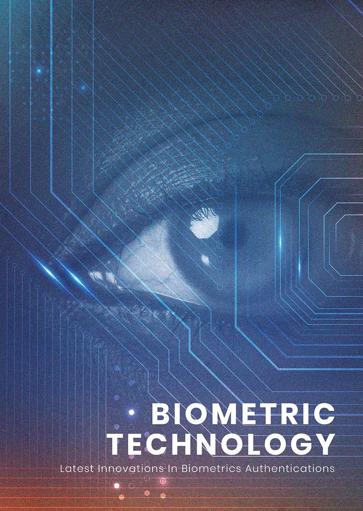 Biometric technology poster template psd security futuristic innovation