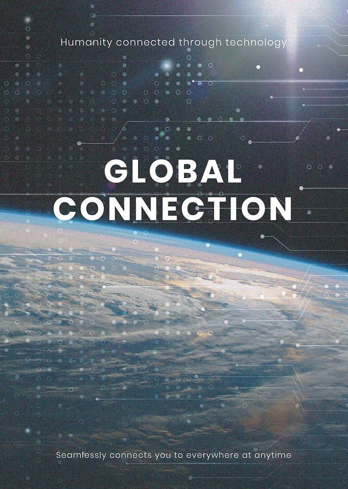 Global connection technology template psd computer business poster