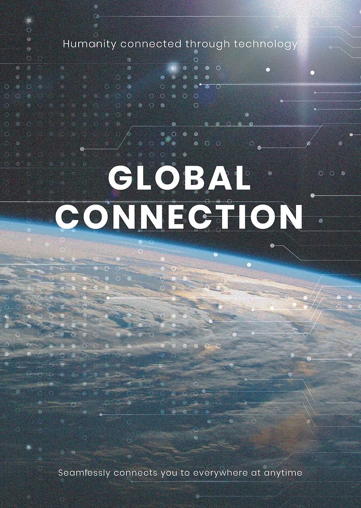 Global connection technology computer business poster