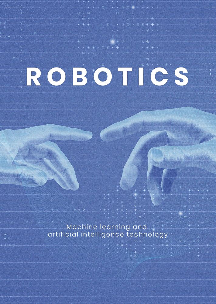 Robotic technology poster template psd AI futuristic innovation