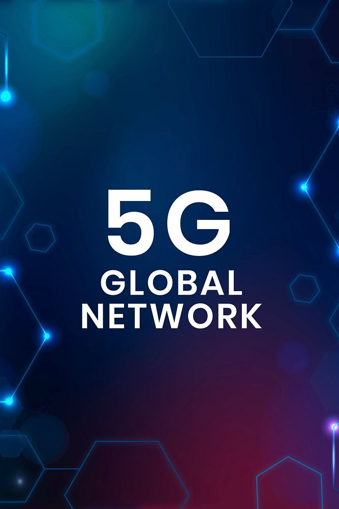 5G global network text on digital technology background