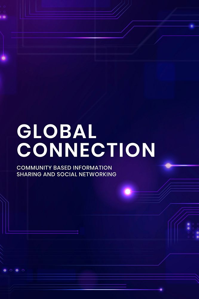 Global connection text on digital technology background