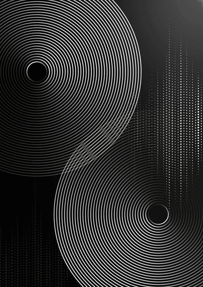 Geometric pattern black technology background psd with circles