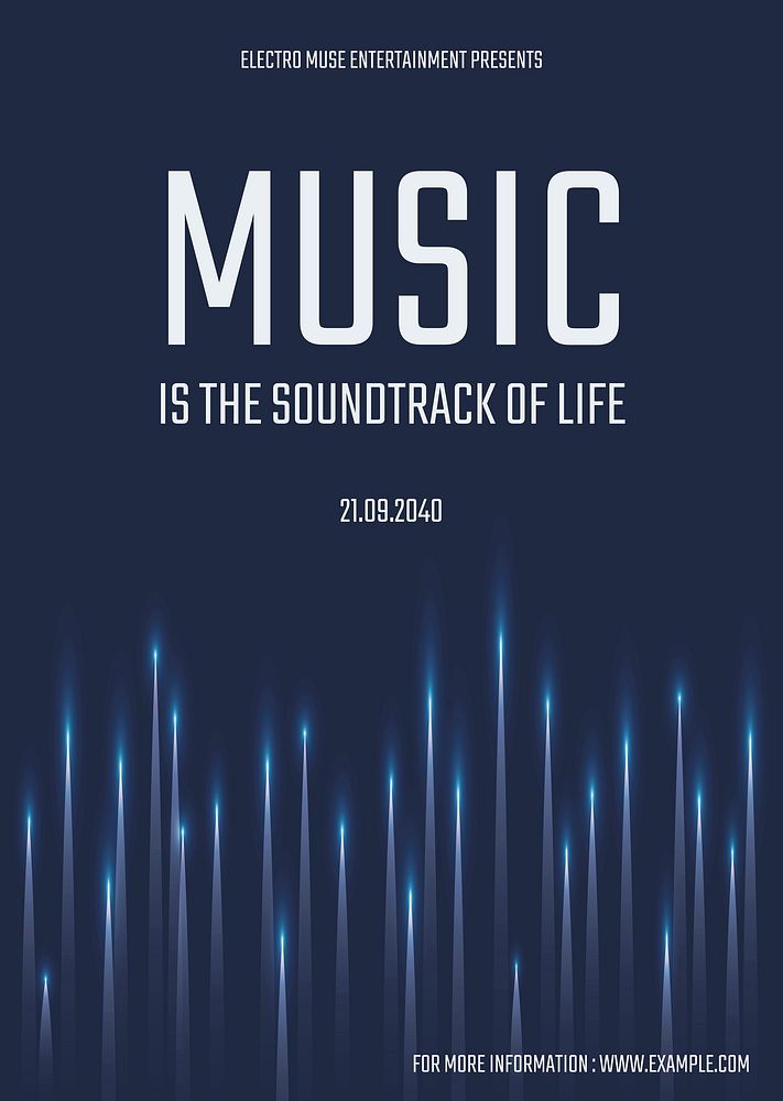 Music concert poster template vector with sound wave graphics for advertisement