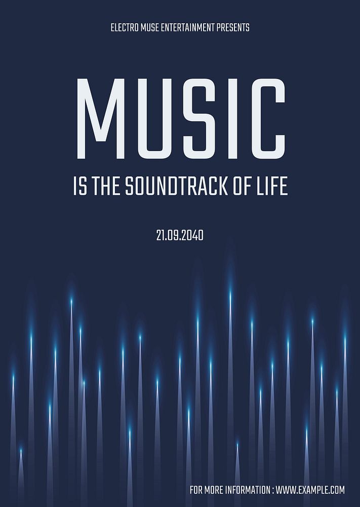 Music concert poster template psd with sound wave graphics for advertisement